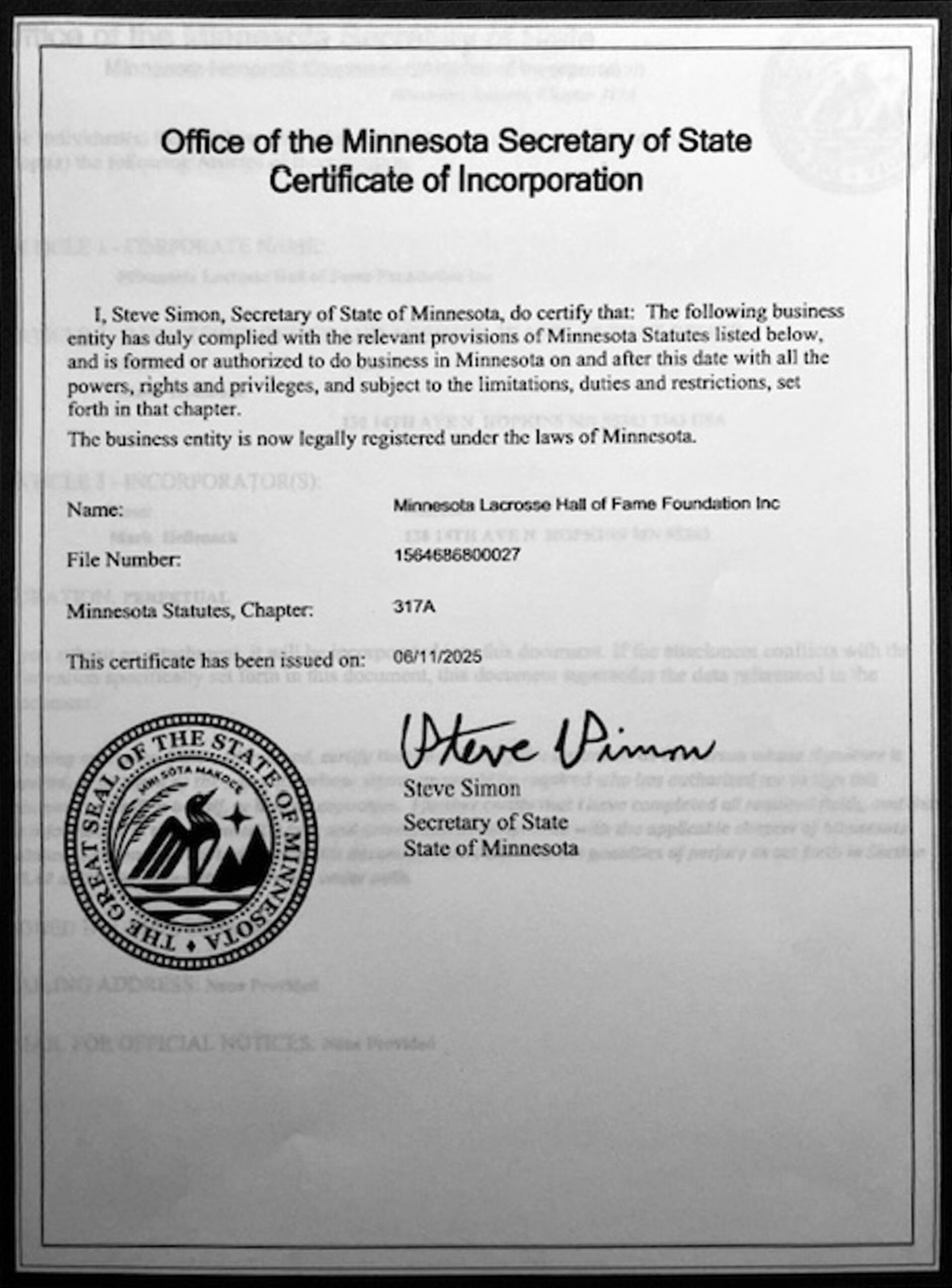 Certificate of Incorporation